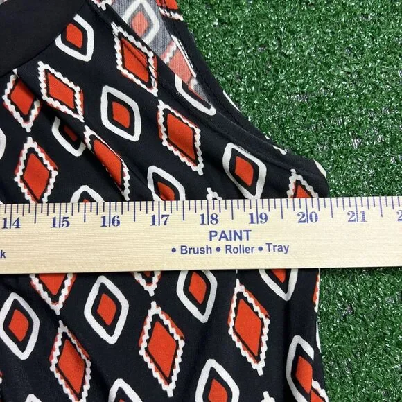 Enfocus Womans Halter Dress Tie Neck Black Red Geometric Pattern Size‎ 16W - Picture 7 of 8